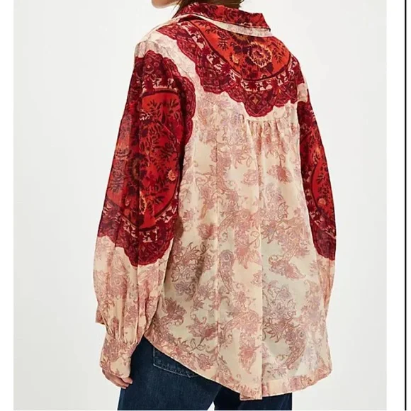 Free people Rosebud Paisley Print Cotton Button-Up Shirt - Picture 2 of 7
